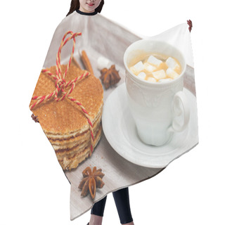 Personality  Coffee With Marshmallows And Christmas Wafer Hair Cutting Cape