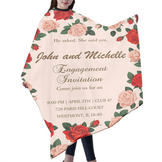Personality  Flowers Vector Invitation Or Save The Date Wedding Hair Cutting Cape