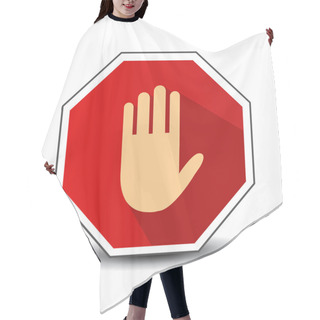 Personality  No Entry Hand Sign With Long Shadow In Flat Style. Hair Cutting Cape