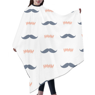 Personality  Christmas Seamless Pattern With Santa's Mustache And Ho Ho Ho Hair Cutting Cape