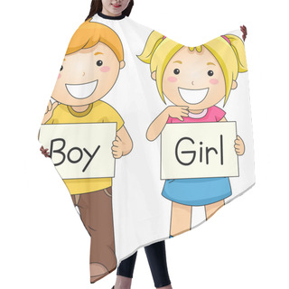 Personality  Illustration Of Kids Holding Flashcards Hair Cutting Cape
