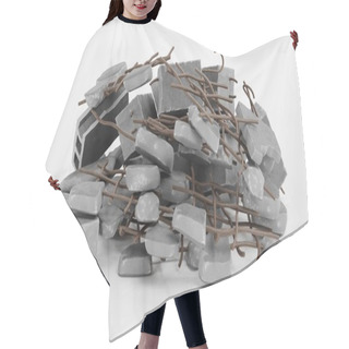 Personality  Realistic 3D Render Of Pile Of Rubble Hair Cutting Cape