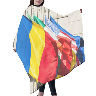 Personality  Romanian Flag Along European Union And United States Hair Cutting Cape
