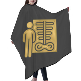 Personality  Bone Density Gold Plated Metalic Icon Or Logo Vector Hair Cutting Cape
