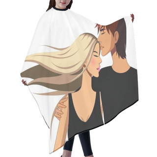Personality  Young Man Kissing Woman's Forehead Hair Cutting Cape