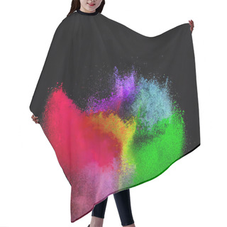 Personality  Freeze Motion Of Colored Dust Explosion. Hair Cutting Cape