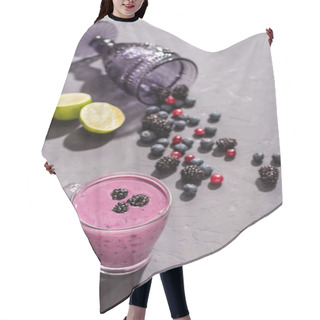 Personality  Berries Smoothie In Glass With Blueberries Hair Cutting Cape