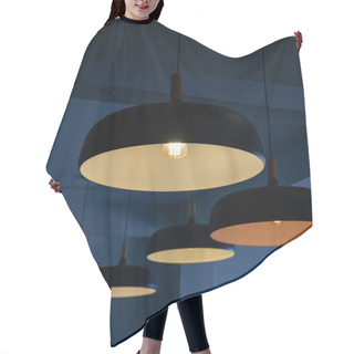 Personality  Beautiful Round Modern Ceiling Lamps In Dark Blue Room Backgroun Hair Cutting Cape