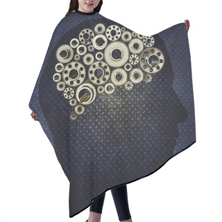 Personality  Silhouette Human With Gears For Brains Hair Cutting Cape