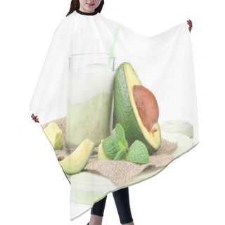 Personality  Fresh Avocado Smoothie Isolated On White Hair Cutting Cape