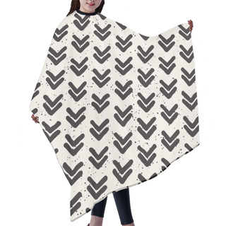 Personality  Hand Drawn Style Ethnic Seamless Pattern. Abstract Grungy Geometric Shapes Background In Black And White. Hair Cutting Cape