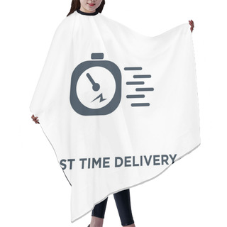 Personality  Fast Time Delivery Icon. Timely Service Concept Symbol Design, Stopwatch In Motion, Deadline, Clock Speed Vector Illustration Hair Cutting Cape