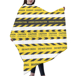 Personality  Set Of Yellow Barrier Tapes Hair Cutting Cape