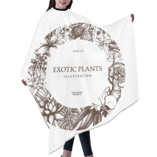 Personality   Ink Hand Drawn Exotic Plants Hair Cutting Cape