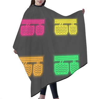 Personality  Accelerator Four Color Glowing Neon Vector Icon Hair Cutting Cape