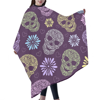 Personality  Seamless Pattern With Abstract Floral Skulls Hair Cutting Cape