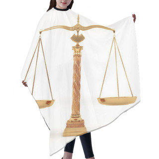 Personality  Symbol Of Justice. Scale Hair Cutting Cape