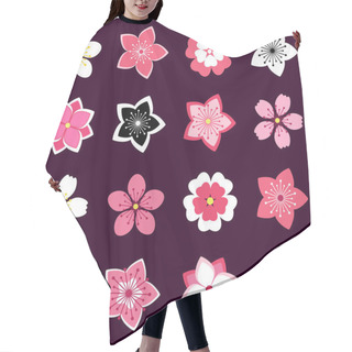 Personality  Set Of Cherry Blossom, Flowers Icons Hair Cutting Cape