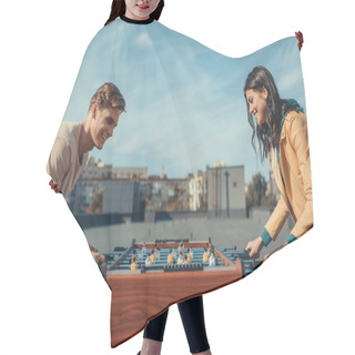 Personality  Couple Playing Table Football Hair Cutting Cape