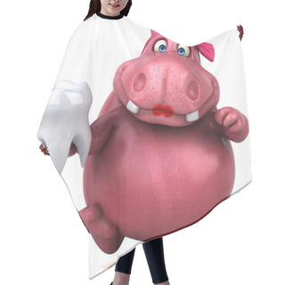 Personality  Pink Hippo  With  Tooth  - 3D Illustration Hair Cutting Cape
