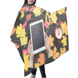 Personality  Hands With Digital Tablet  Hair Cutting Cape