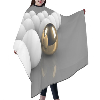 Personality  Golden Egg Concept Out Of The Crowd Over Grey Background Hair Cutting Cape