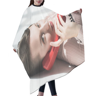 Personality  Stylish Girl With Vintage Telephone  Hair Cutting Cape