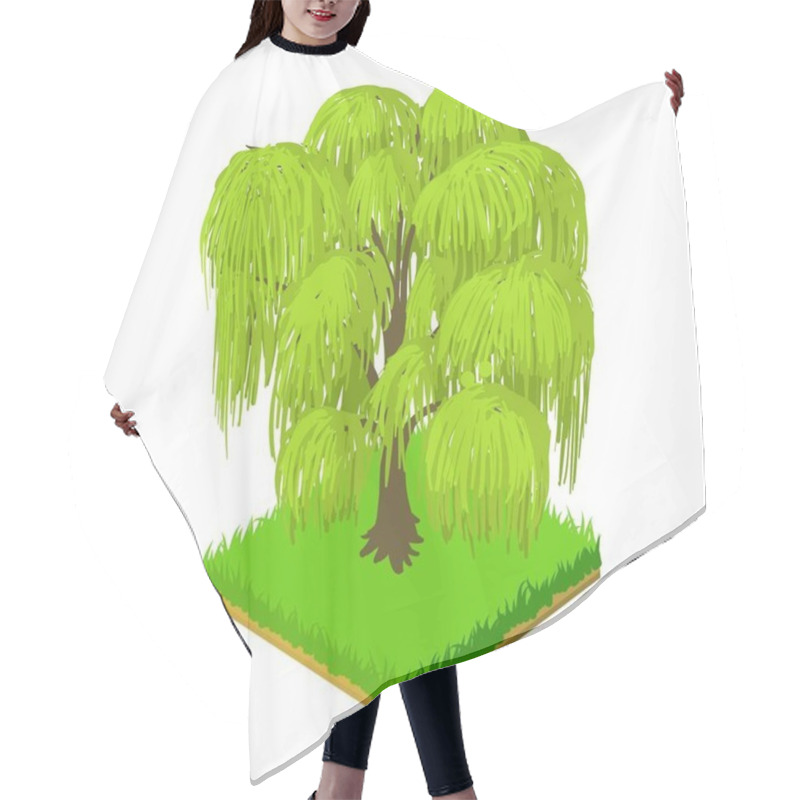 Personality  Weeping Willow Icon, Isometric Style Hair Cutting Cape