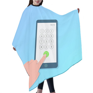Personality  Finger Touch Of Smartphone Screen With Dial Screen, Blue Background, Vector Hair Cutting Cape