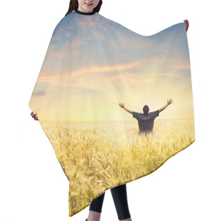 Personality  Man In Wheat Field Hair Cutting Cape