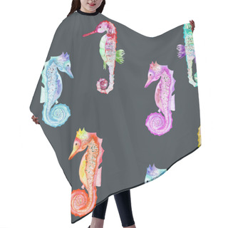 Personality  Seamless Pattern With Multicolored Seahorses Hair Cutting Cape