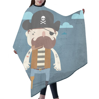 Personality  Vector Grunge Background With Pirate. Hair Cutting Cape