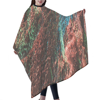 Personality  Panoramic Shot Of Abstract Background Of Textured Crumpled Foil With Colorful Lighting Hair Cutting Cape
