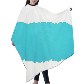 Personality  Ragged White Paper With Copy Space On Blue Background  Hair Cutting Cape
