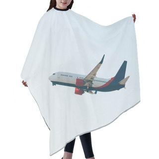 Personality  Low Angle View Of Commercial Airplane Taking Off In Clear Sky Hair Cutting Cape