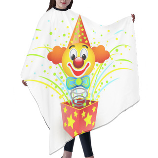 Personality  Box With A Clown. Vector Illustration. Hair Cutting Cape