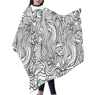 Personality  Abstract Black And White Wavy Lines Pattern Hair Cutting Cape