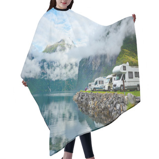 Personality  Motorhomes At Norwegian Campsite Hair Cutting Cape