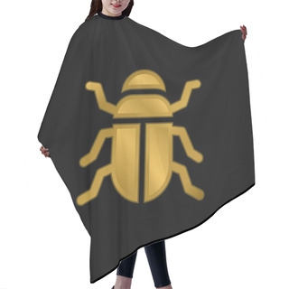 Personality  Beetle Gold Plated Metalic Icon Or Logo Vector Hair Cutting Cape