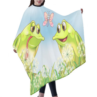 Personality  The Two Frogs And The Butterfly Hair Cutting Cape