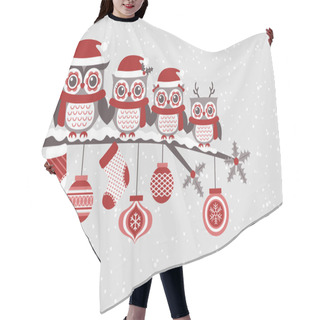 Personality  Christmas Card With Owls Hair Cutting Cape