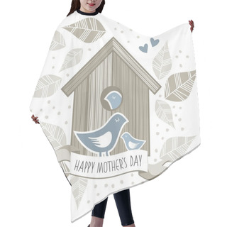 Personality  Little Blue Birds Mothers Day Wishes Card Illustration Isolated On White Background Hair Cutting Cape