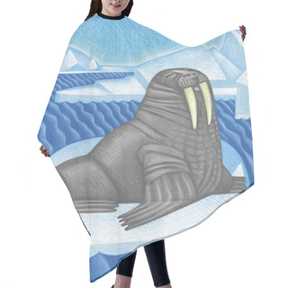 Personality  Illustration Of Walrus Hair Cutting Cape
