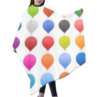 Personality  25 Location Mapping Pins Sign Web Map Icon. Blank Buttons Painted In Popular Colors Hair Cutting Cape