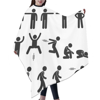 Personality  Human Action Poses Postures Stick Figure Pictogram Icons Hair Cutting Cape