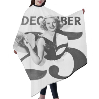 Personality  Woman Bursting Through Calendar On Christmas Day Hair Cutting Cape