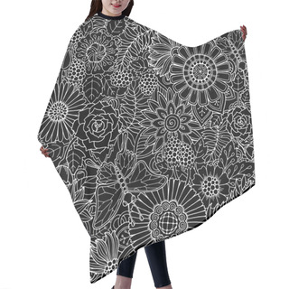Personality  Seamless Black And White Ethnic Floral Doodle Background Pattern Hair Cutting Cape