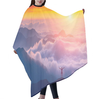Personality  Man Standing On A Mountain Top Hair Cutting Cape