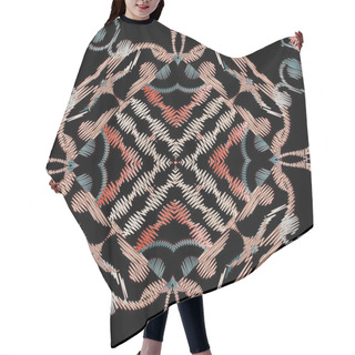 Personality  Colorful Zigzag Stitching Embroidery Seamless Pattern. Ornamenta Hair Cutting Cape