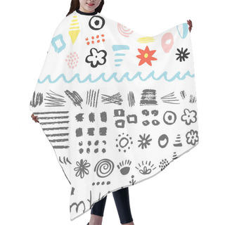 Personality  Set Hand Drawn Scribbles Hair Cutting Cape